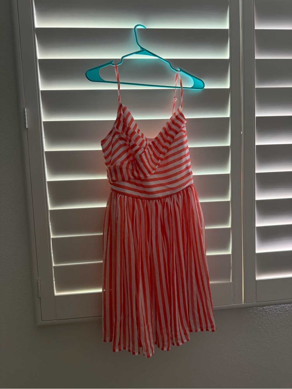 Minuet Petite Coral and White Striped Mini Dress